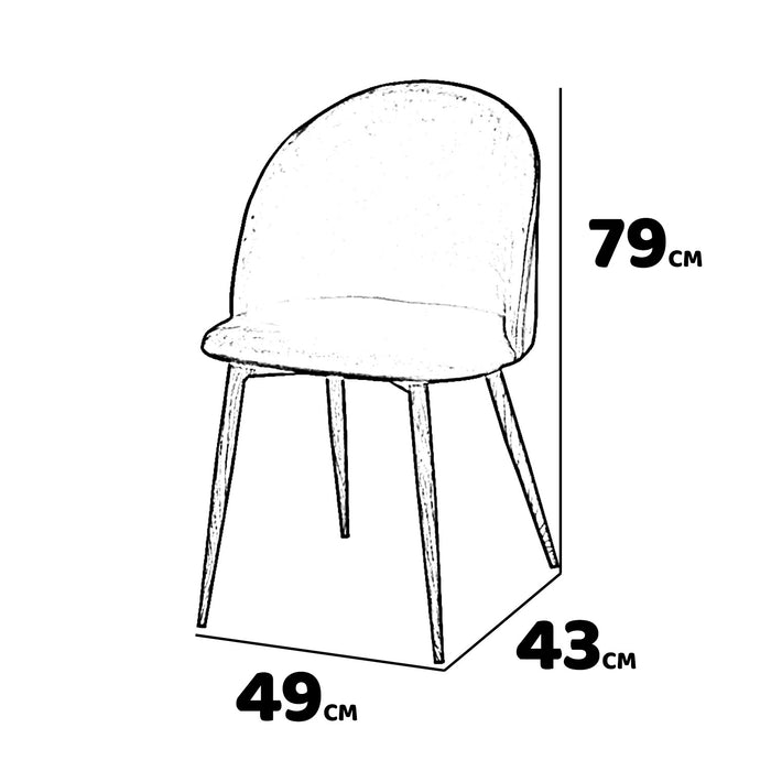 Dalila - Set di 4 poltroncine in tessuto con piedi in metallo. Sedie da pranzo moderne per studio o cucina poltroncine da letto colore Grigio