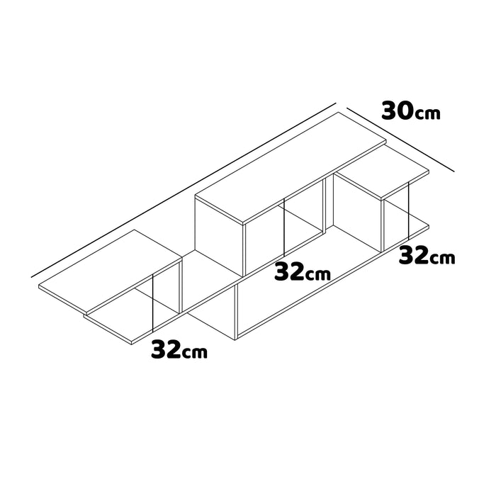 Daniel - Scaffale a parete in legno melaminico 218x30xH62 cm, colore nero