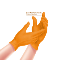 Biosafe pf tech orange - Guanti monouso in nitrile arancione senza polvere - 50 pz - Taglia L