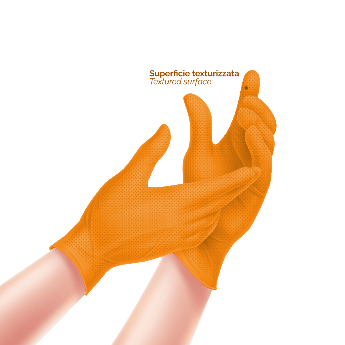 Biosafe pf tech orange - Guanti monouso in nitrile arancione senza polvere - 50 pz - Taglia XL