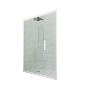 Porta doccia scorrevole 130 CM H 200 Vetro Trasparente Profilo Bianco Matt mod. Deco