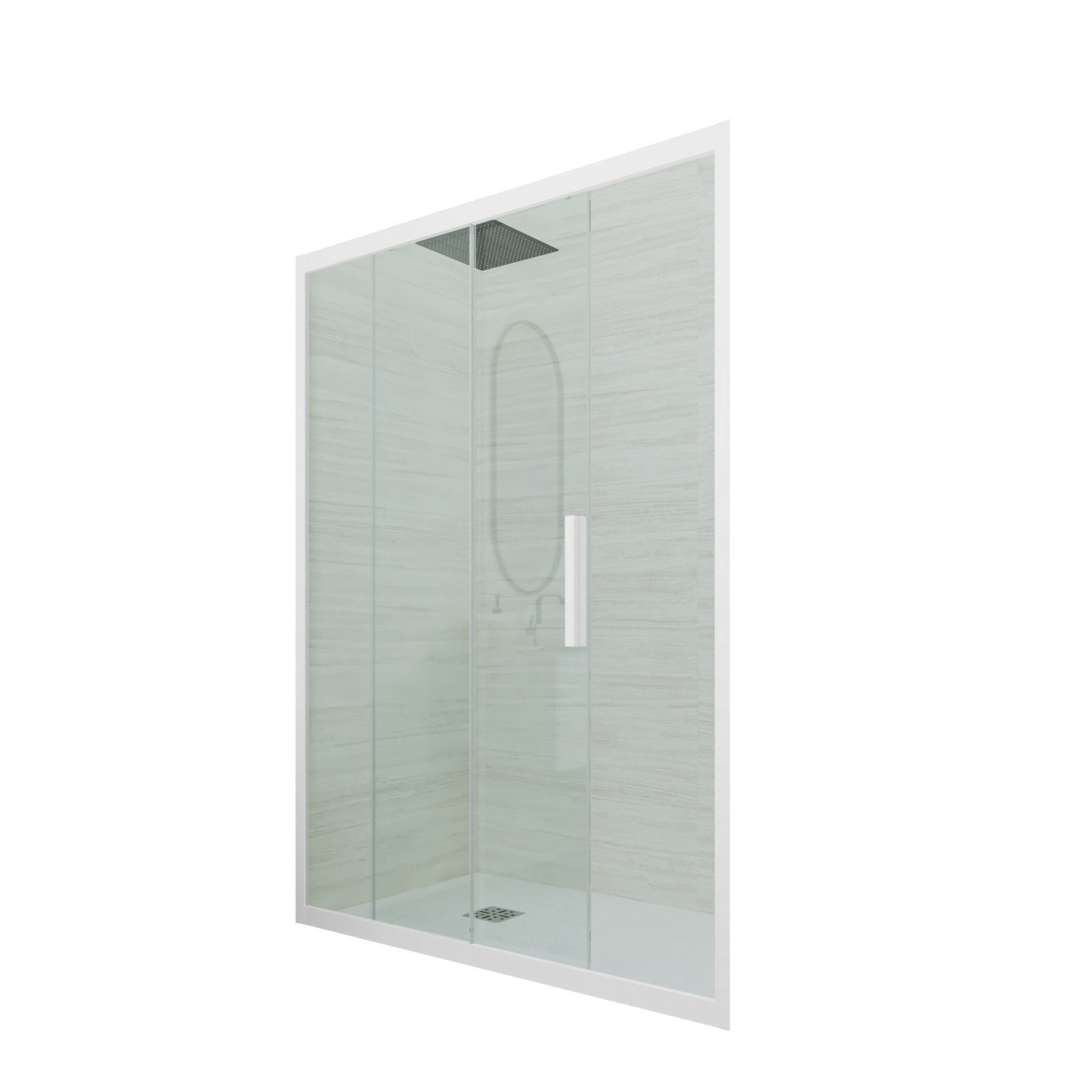 Porta doccia scorrevole 100 CM H 200 Vetro Trasparente Profilo Bianco Matt mod. Deco