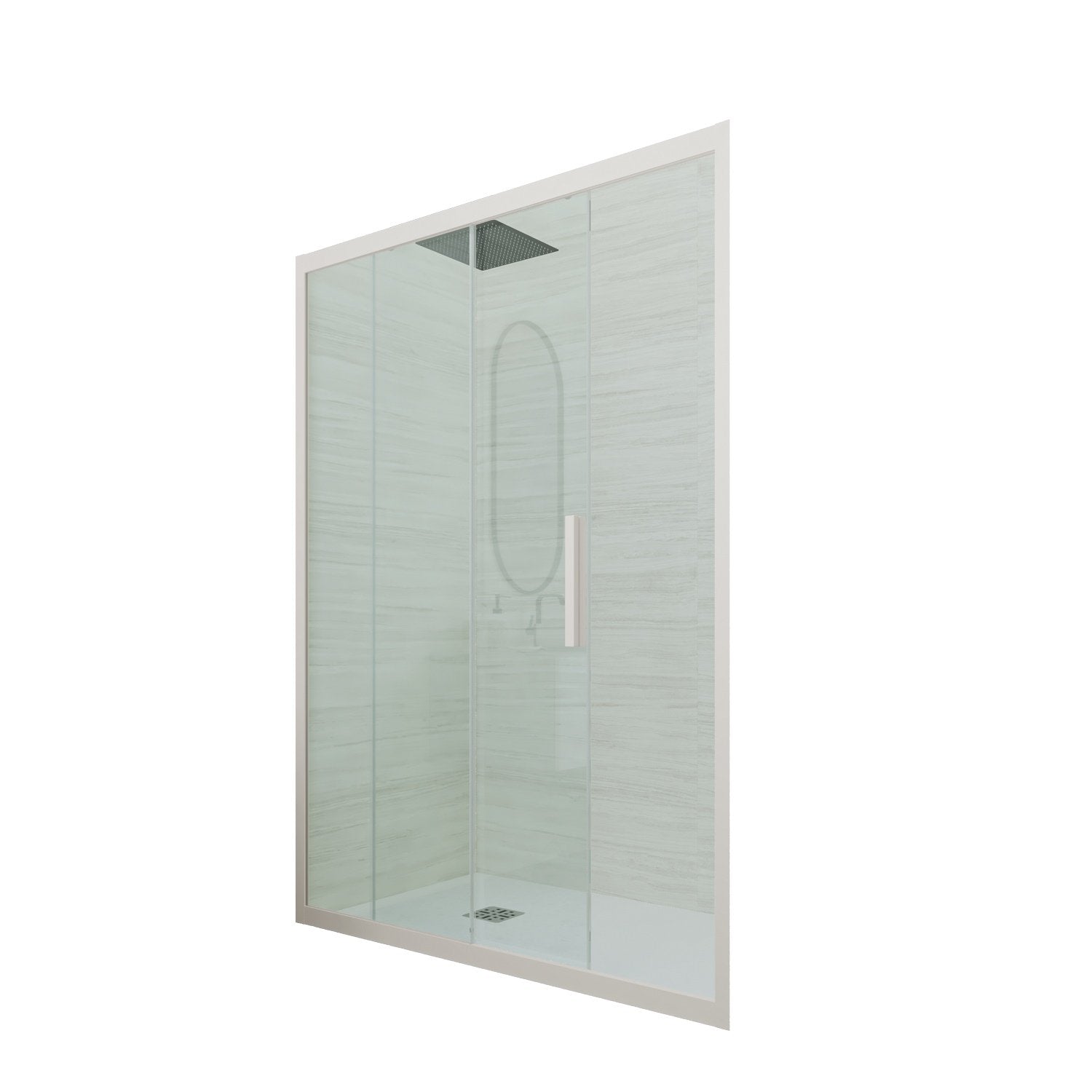 Porta doccia scorrevole 110 CM H 200 Vetro Trasparente Profilo Champagne mod. Deco