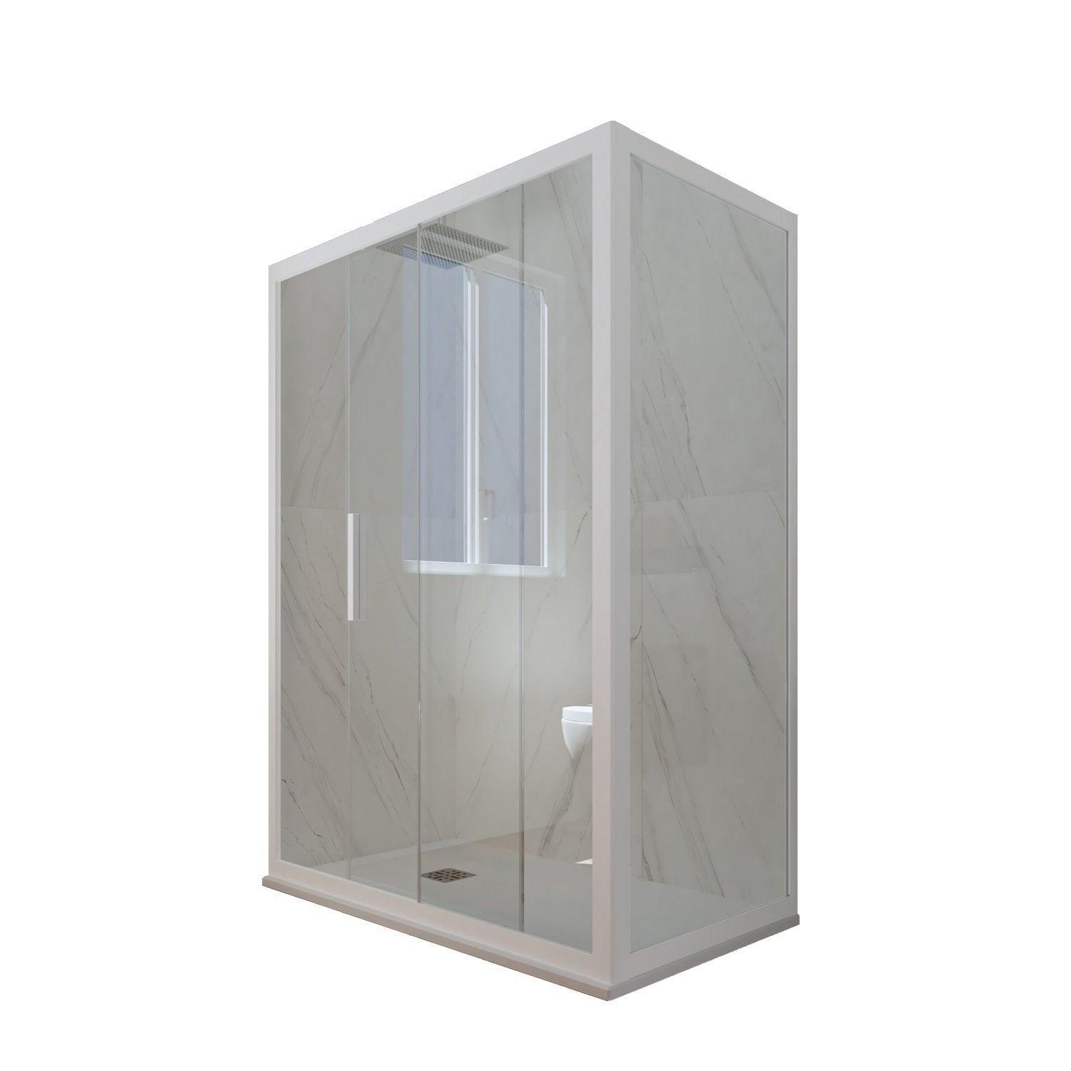 Box doccia scorrevole 75x100 CM H 200 Vetro Trasparente Profilo Bianco Matt mod. Deco Duo