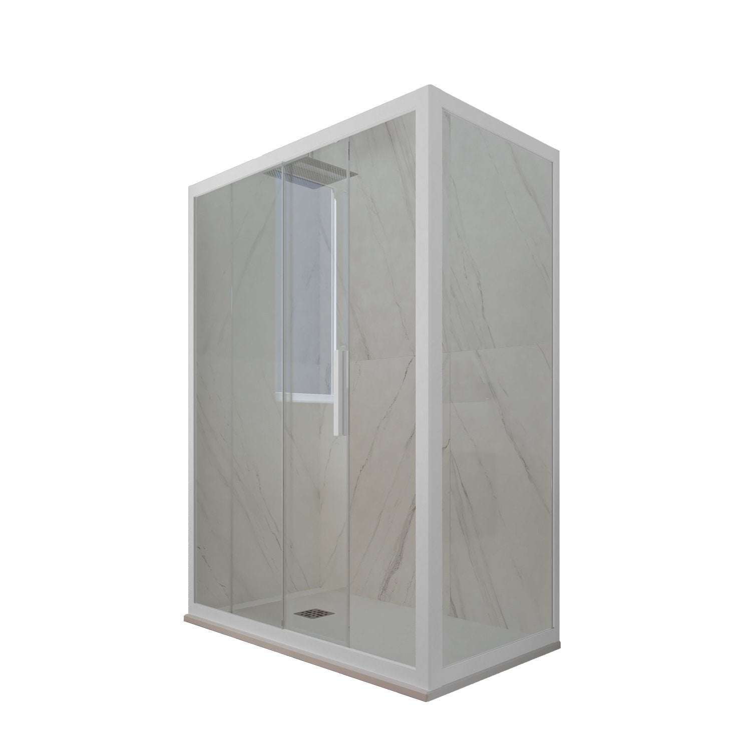 Box doccia scorrevole 75x100 CM H 200 Vetro Trasparente Profilo Bianco Matt mod. Deco Duo