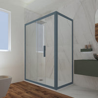 Box doccia scorrevole 80x160 CM H 200 Vetro Trasparente Profilo Blu Navy mod. Deco Duo