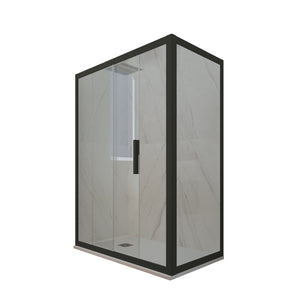 Box doccia scorrevole 80x110 CM H 200 Vetro Trasparente Profilo Nero Matt mod. Deco Duo