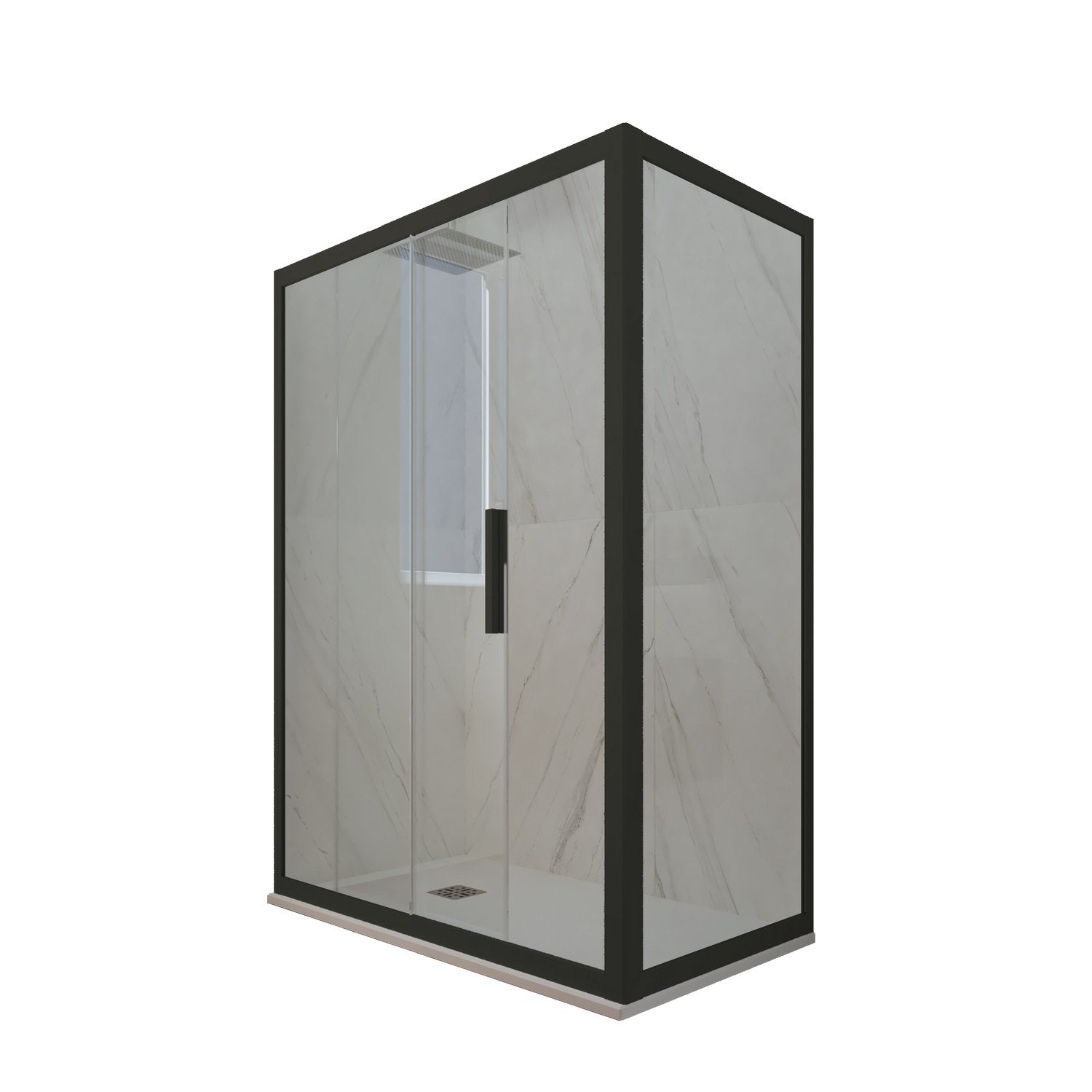 Box doccia scorrevole 80x130 CM H 200 Vetro Trasparente Profilo Nero Matt mod. Deco Duo