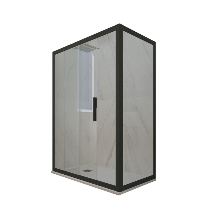 Box doccia scorrevole 75x140 CM H 200 Vetro Trasparente Profilo Nero Matt mod. Deco Duo