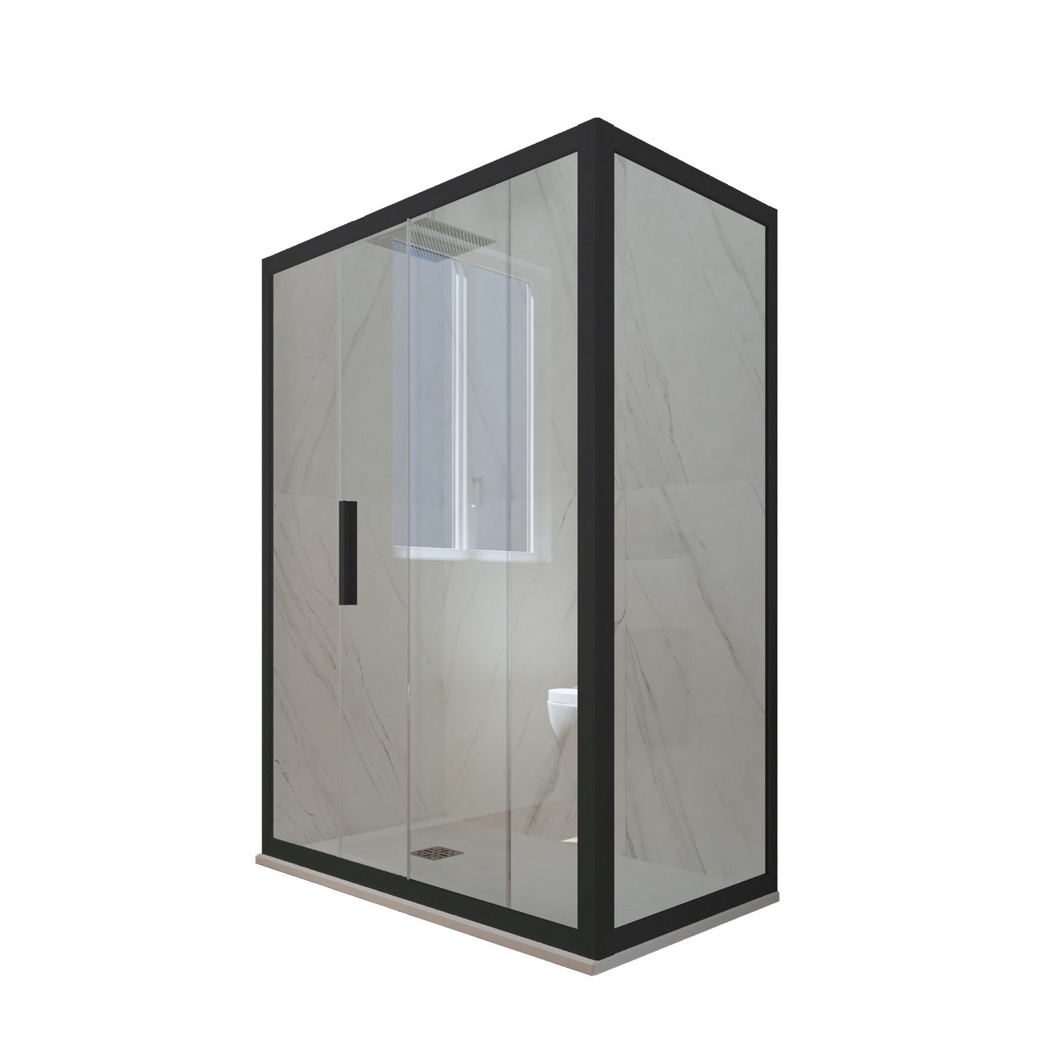 Box doccia scorrevole 80x100 CM H 200 Vetro Trasparente Profilo Nero Matt mod. Deco Duo