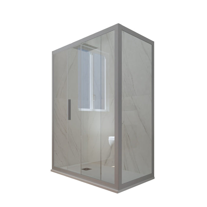 Box doccia scorrevole 75x120 CM H 200 Vetro Trasparente Profilo Silver mod. Deco Duo