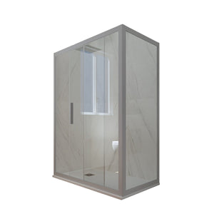 Box doccia scorrevole 70x100 CM H 200 Vetro Trasparente Profilo Silver mod. Deco Duo