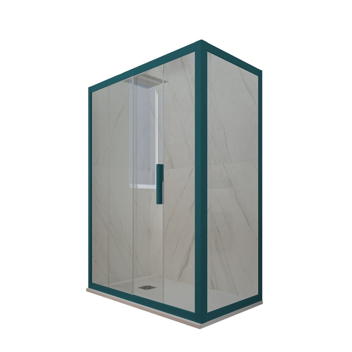 Box doccia scorrevole 80x130 CM H 200 Vetro Trasparente Profilo Verde Night Watch mod. Deco Duo