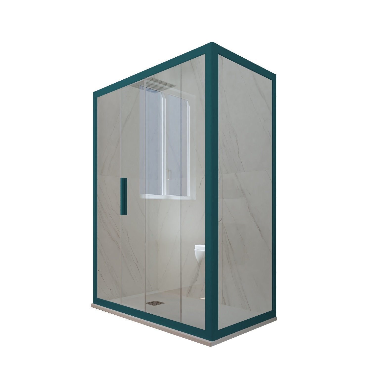 Box doccia scorrevole 90x150 CM H 200 Vetro Trasparente Profilo Verde Night Watch mod. Deco Duo