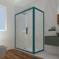 Box doccia scorrevole 70x110 CM H 200 Vetro Trasparente Profilo Verde Night Watch mod. Deco Duo