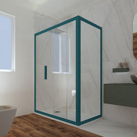 Box doccia scorrevole 90x110 CM H 200 Vetro Trasparente Profilo Verde Night Watch mod. Deco Duo