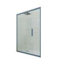 Porta doccia scorrevole 140 CM H 200 Vetro Trasparente Profilo Blu Navy mod. Deco