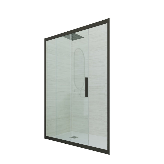 Porta doccia scorrevole 130 CM H 200 Vetro Trasparente Profilo Nero Matt mod. Deco