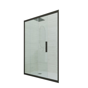 Porta doccia scorrevole 150 CM H 200 Vetro Trasparente Profilo Nero Matt mod. Deco