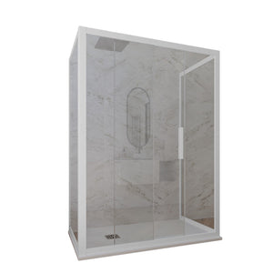 Box doccia 3 lati 75x140x75 CM H 200 Vetro Trasparente Profilo Bianco Matt mod. Deco Trio