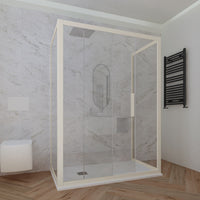 Box doccia 3 lati 75x150x75 CM H 200 Vetro Trasparente Profilo Champagne mod. Deco Trio