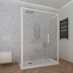 Box doccia 3 lati 70x170x70 CM H 200 Vetro Trasparente Profilo Champagne mod. Deco Trio