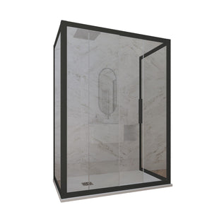 Box doccia 3 lati 90x120x90 CM H 200 Vetro Trasparente Profilo Nero Matt mod. Deco Trio