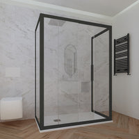 Box doccia 3 lati 80x150x80 CM H 200 Vetro Trasparente Profilo Nero Matt mod. Deco Trio