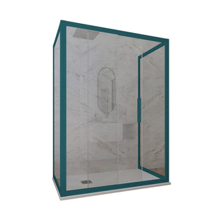 Box doccia 3 lati 80x170x80 CM H 200 Vetro Trasparente Profilo Verde Night Watch mod. Deco Trio