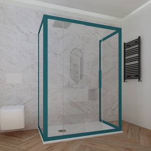 Box doccia 3 lati 80x160x80 CM H 200 Vetro Trasparente Profilo Verde Night Watch mod. Deco Trio