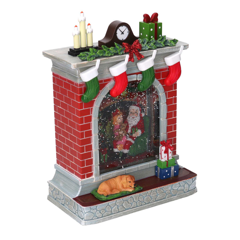 Decorazione natale plastica camino rosso cm 26x18h10