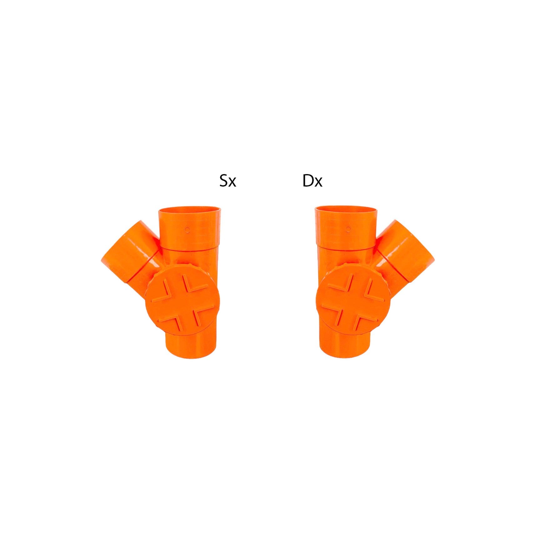 Derivazione 45° con tappo per ispezione in pvc : Diametro - 160 (con tappo Ø125), Modello - Destra