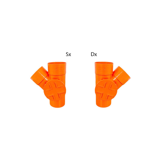 Derivazione 45° con tappo per ispezione in pvc : Diametro - 200 (con tappo Ø125), Modello - Sinistra