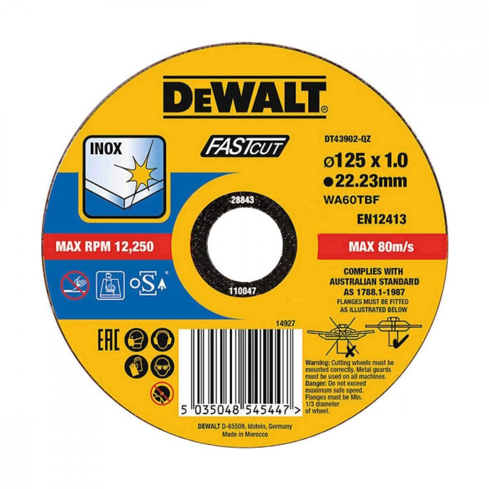 Dewalt extreme 125x1,0x22,23mm disco da taglio per ferro e acciaio inox