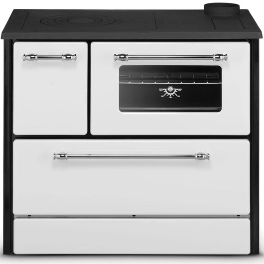 Beatrice - Stufa a legna con cucina e forno 87x51xH79 cm, colore bianco