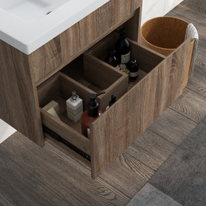 Mobile Lavabo 1 Cassetto 60x45,5x45 cm in Truciolato e Ceramica Marrone Chiaro