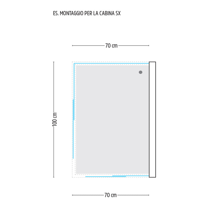 Ogomondo box cabina doccia corner 3 lati cristallo temprato serigrafato 70x100x70 sinistro