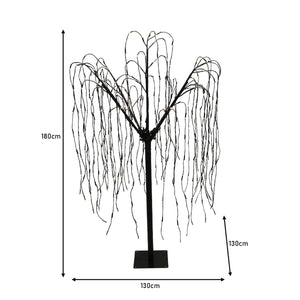 Salice Piangente Luminoso a LED - 180cm - Nero - Luci Fredde