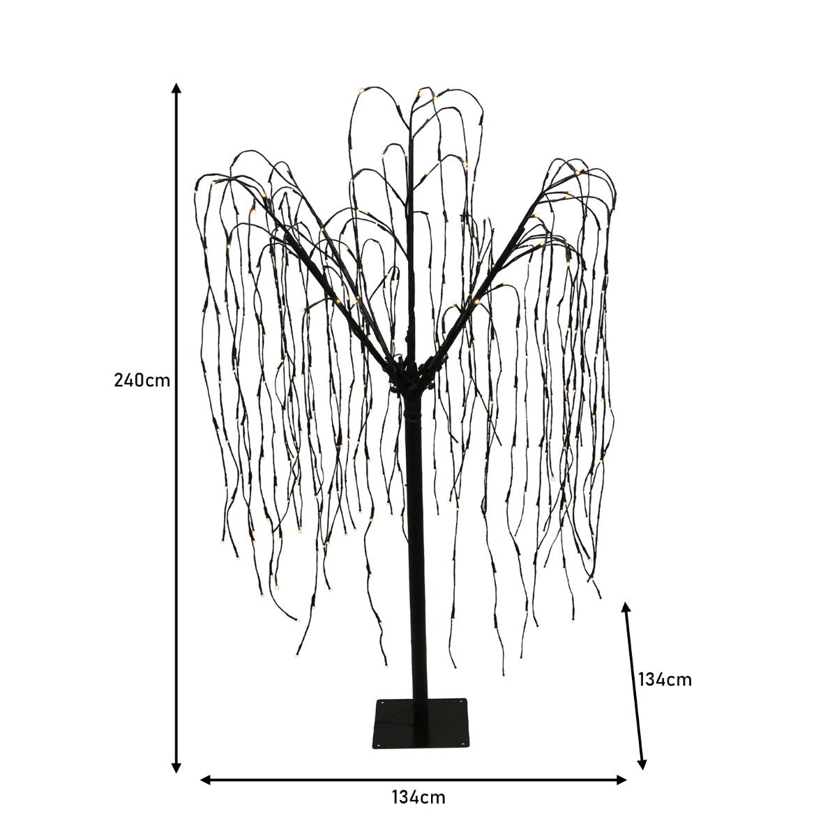 Salice Piangente Luminoso a LED - 240cm - Bianco - Luci Calde