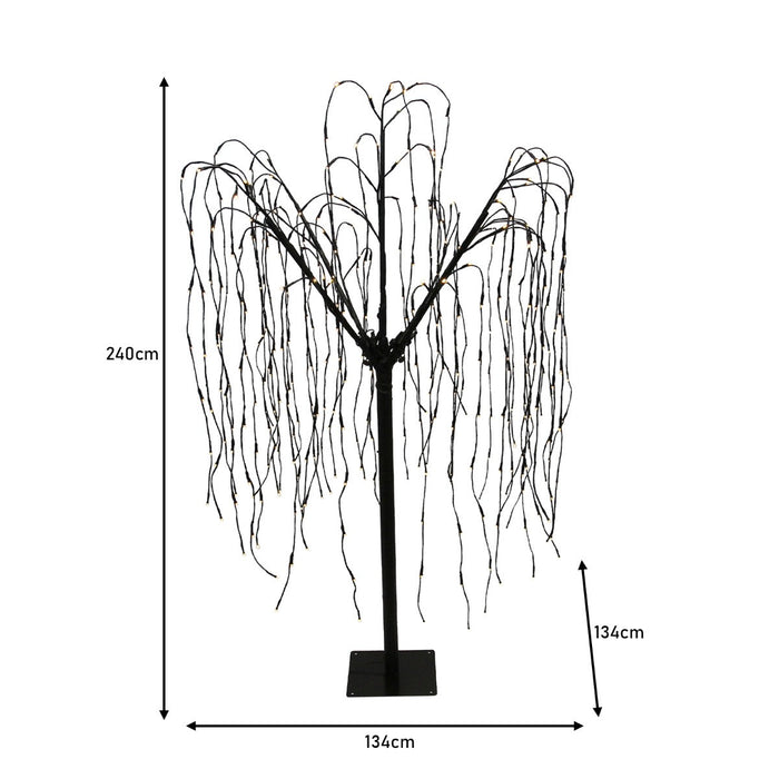 Salice Piangente Luminoso a LED - 240cm - Bianco - Luci Calde