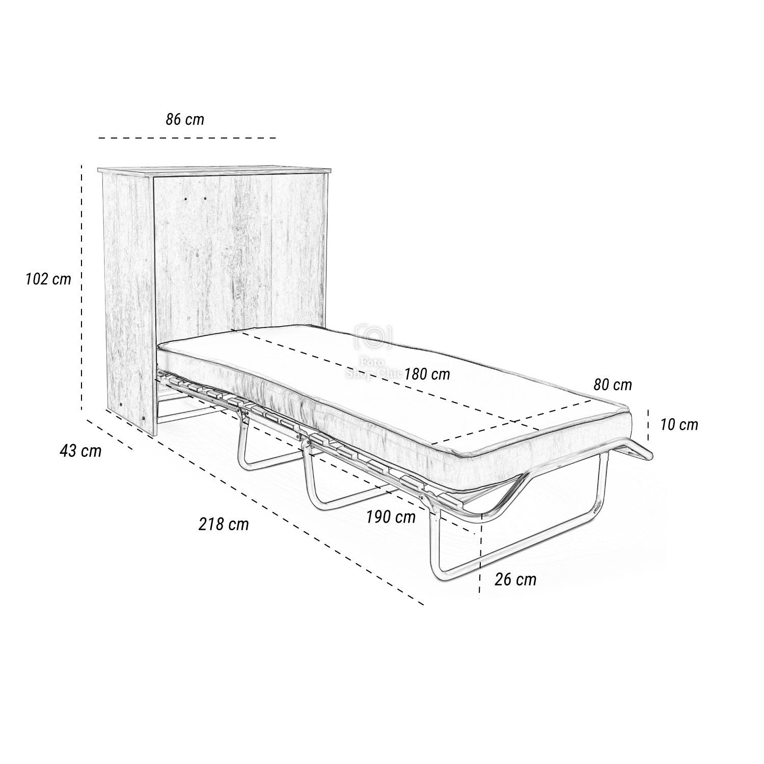 Mobile letto a scomparsa legno arte povera