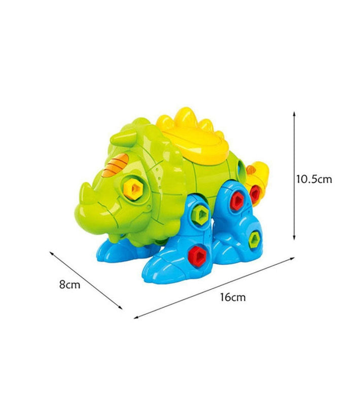 Dinosauro Triceratopo Smonta E Rimonta Con N.2 Attrezzi Gioco Educativo Bambini         