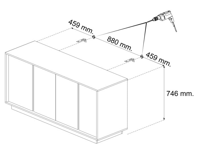 Madia moderna, 4 ante in finitura effetto Marmo Bianco di Carrara ZLCMARCAR3