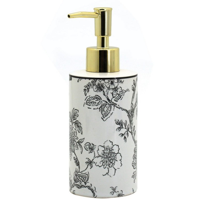 Dispenser in ceramica bianco con decori - serie Fiori cod 84138