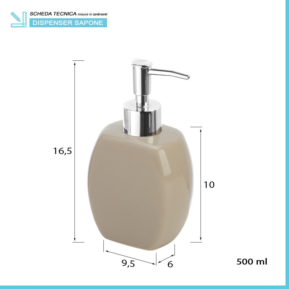 Dispenser sapone liquido da appoggio ceramica tortora