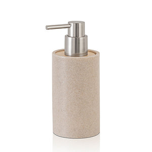 Dispenser per sapone liquido Sahara, in resina beige con particolari in bamboo