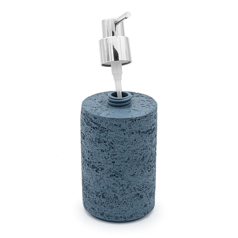 Dispenser sapone da appoggio turchese cobalto in resina effetto pietra Matera