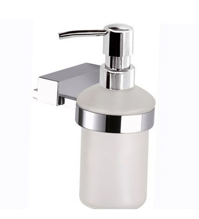 Supporto da muro doppio con portabicchiere e dispenser sapone - serie sq cod 76312