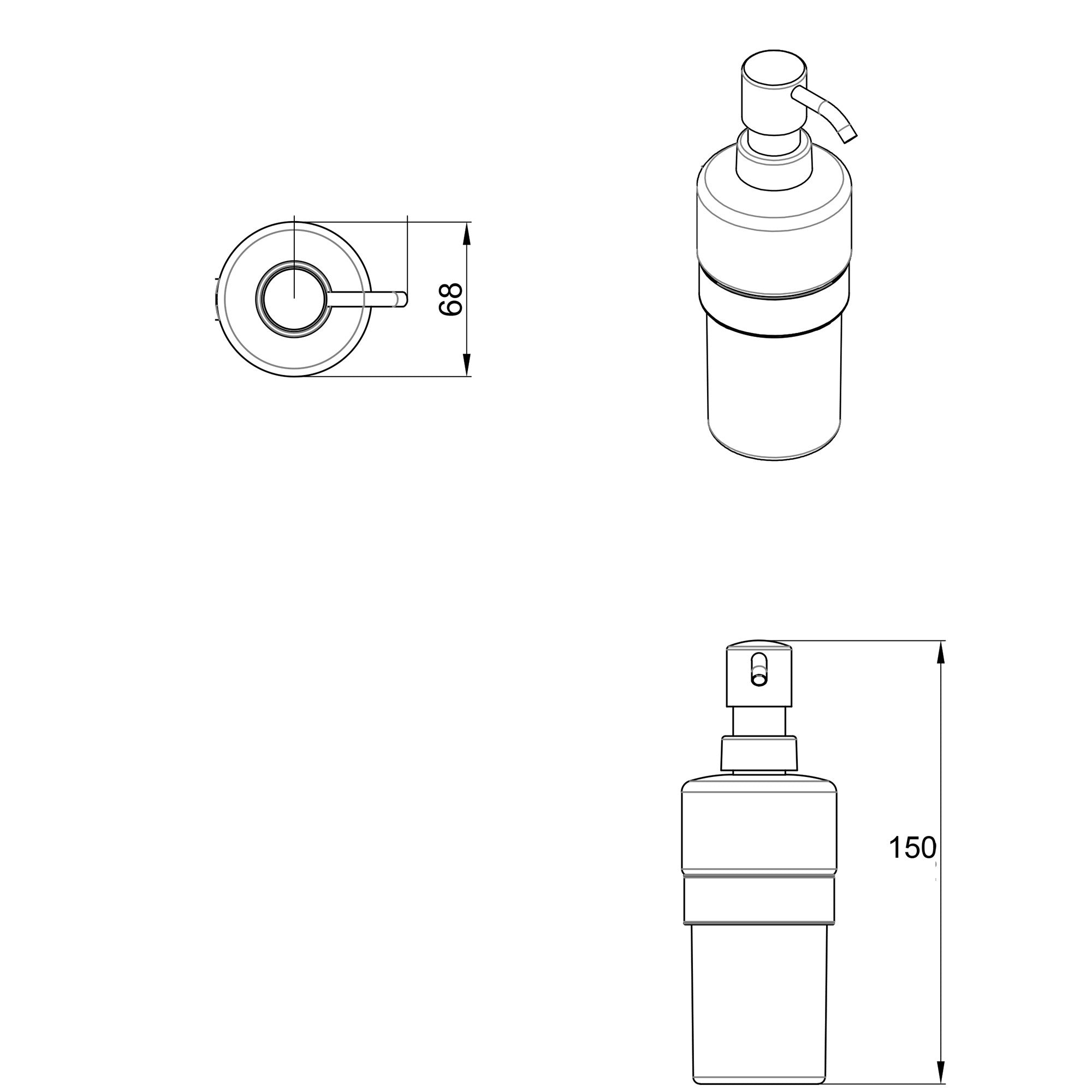 Porta Sapone Liquido da Appoggio in Vetro Satinato Bonussi