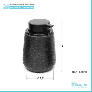 Dispenser sapone liquido in ceramica nero con effetto glitter